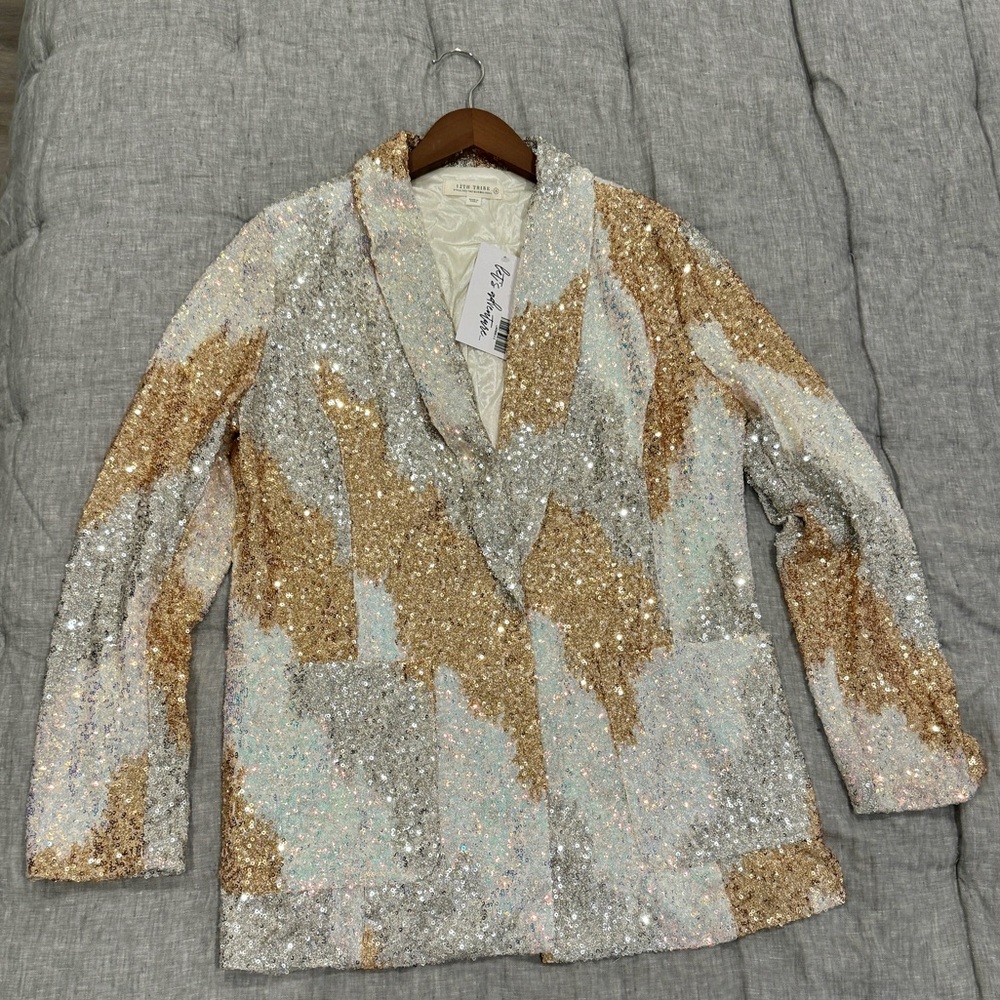 Genevieve Ivory Multi Sequin Blazer